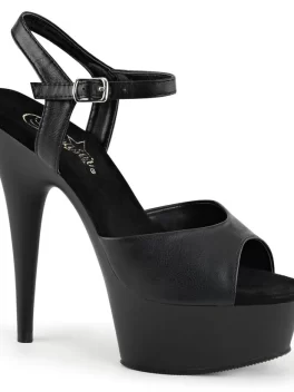 Pleaser  DELIGHT-609 Black Faux Leather Platform Sandal