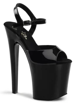 PLEASER XTREME-809 Black Patent Platform Sandal
